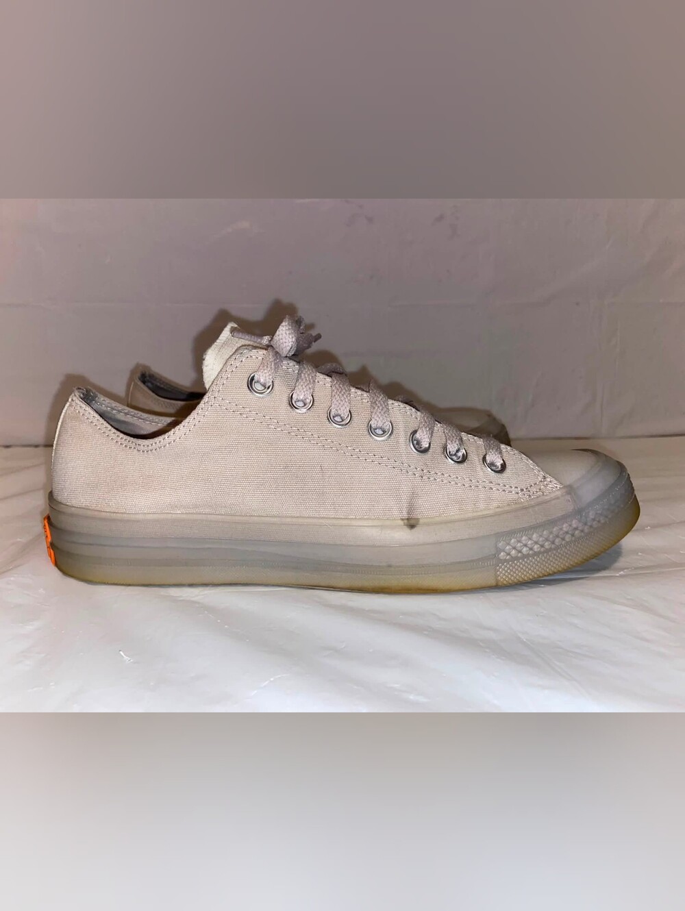 Men's Low-Top Canvas Sneakers in Light Beige